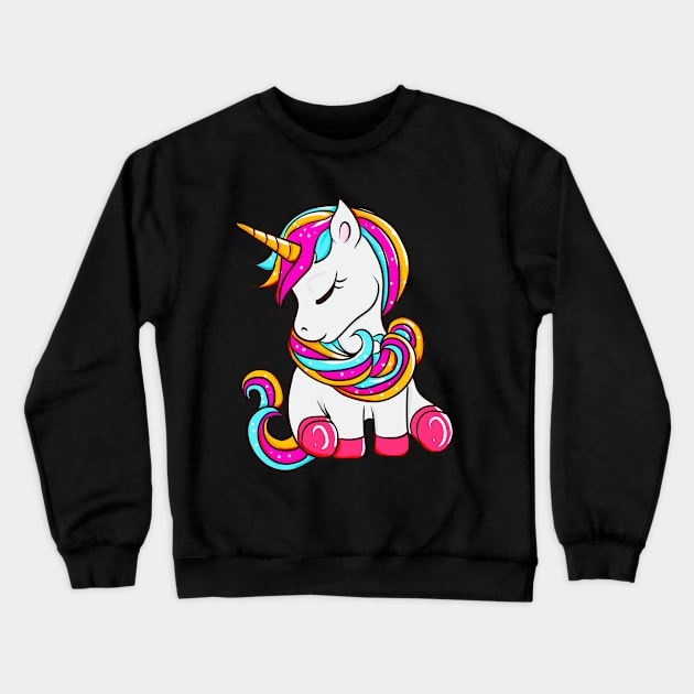 Cute Magical Unicorn Girly Sparkle Crewneck Sweatshirt by E